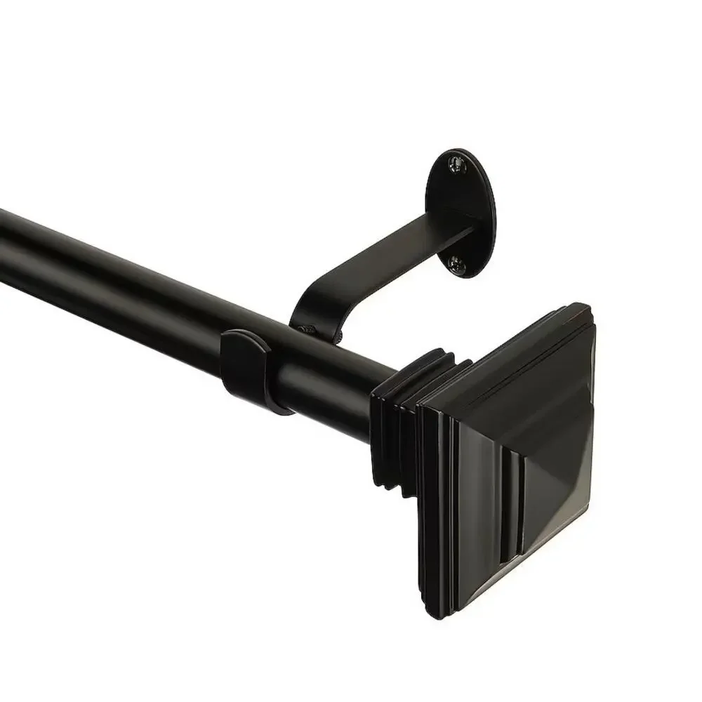Elrene Florence Antique Black Iron Curtain Rod with Finials 28 to 48 in